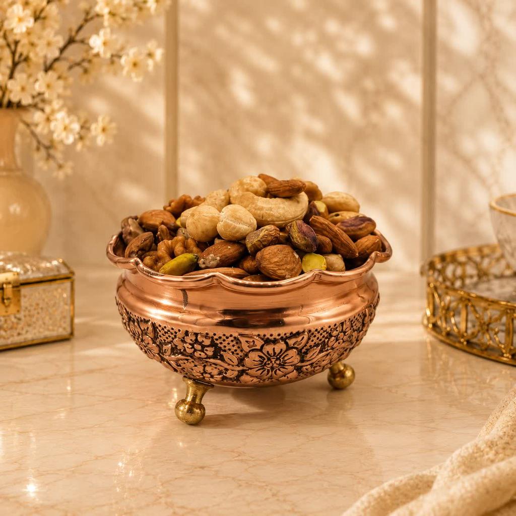 پیاله مسی پایه گلبرگ - تصویر 2