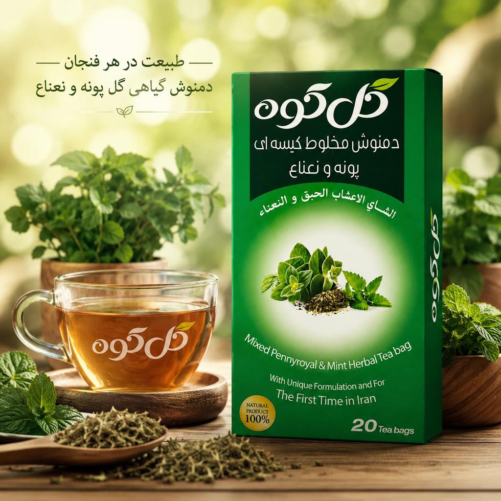 دمنوش کیسه ای پونه و نعنا 20 عددی گل کوه - تصویر 1